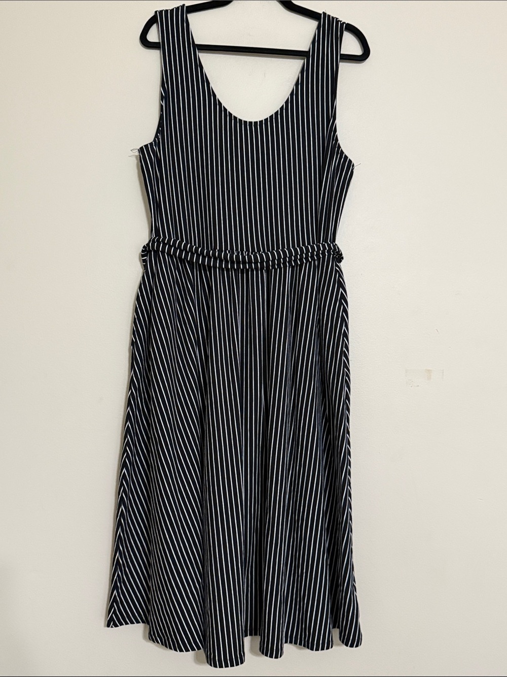 Who What Wear Black and White Vertical Stripe Midi Dress women XXl casual soft